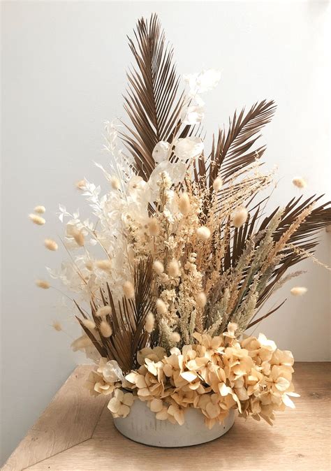 All natural tones in cement pot | Dried flower arrangements, Dried flower bouquet, Large flower ...