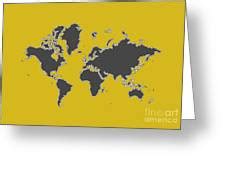 World Map Outline in Mustard Yellow, Gray and White Digital Art by Lauren Squire - Pixels