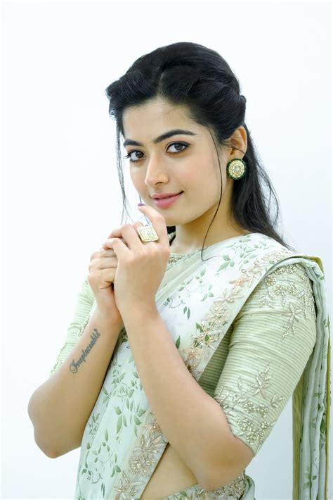 Rashmika Mandanna beautiful stills in ivory saree - South Indian Actress