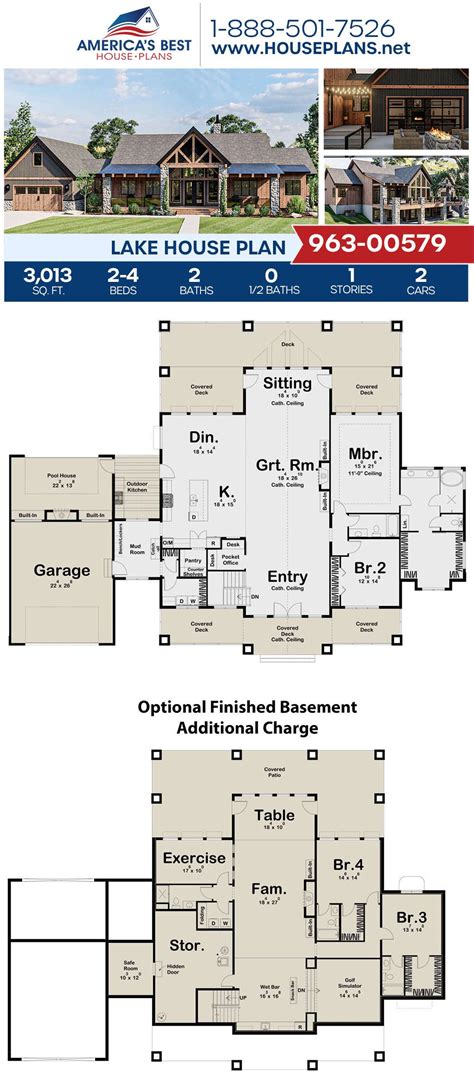 House Plan 963-00579 - Lake Front Plan: 3,013 Square Feet, 2-4 Bedrooms, 2 Bathrooms in 2021 ...