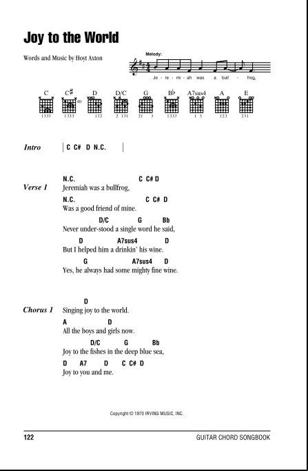 Joy To The World - Guitar Chords/Lyrics | zZounds