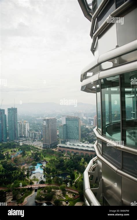 View from the observation deck of the Petronas Towers Kuala Lumpur ...