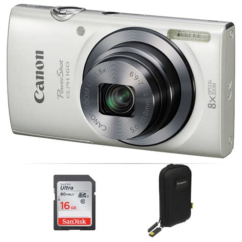 Canon PowerShot ELPH 160 Digital Camera Basic Kit (White) B&H