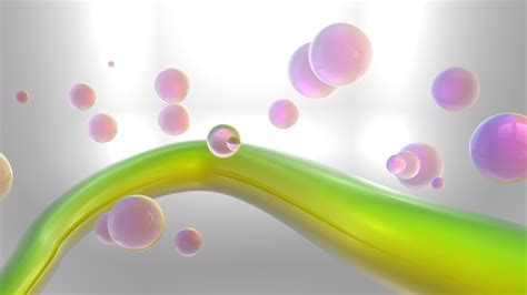 Wallpaper Pink 3D balls, bubbles, green branch 2560x1600 HD Picture, Image