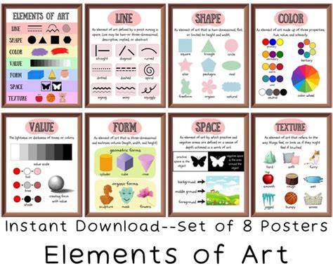 Elements of Art Posters set of 8 Printables Art Classroom - Etsy