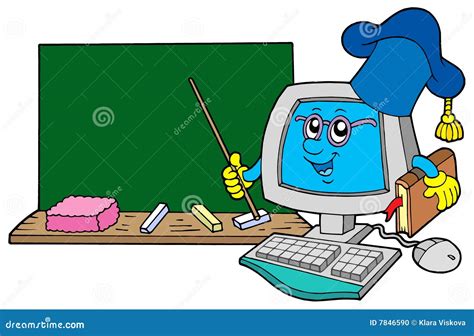 Computer Teacher with Blackboard Stock Vector - Illustration of color ...