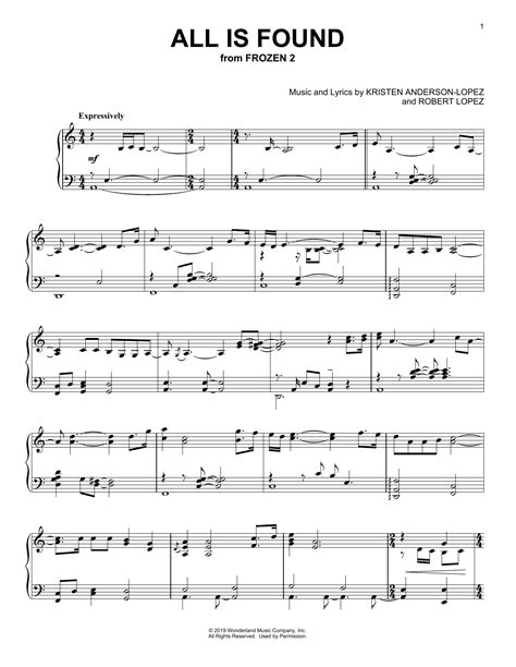 All Is Found (from Disney's Frozen 2) by Evan Rachel Wood Sheet Music for Piano Solo at Sheet ...