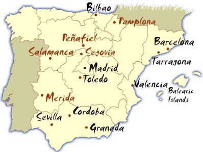 Map of Spain Tourism | Map of Spain Tourism Region and Topography