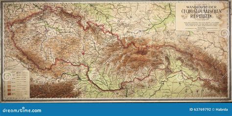 Old Map of Czech and Slovak Republic Editorial Photography - Image of austria, geography: 63769792