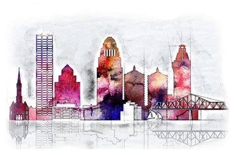 Louisville skyline, Kentucky Digital Art by Dim Dom - Fine Art America