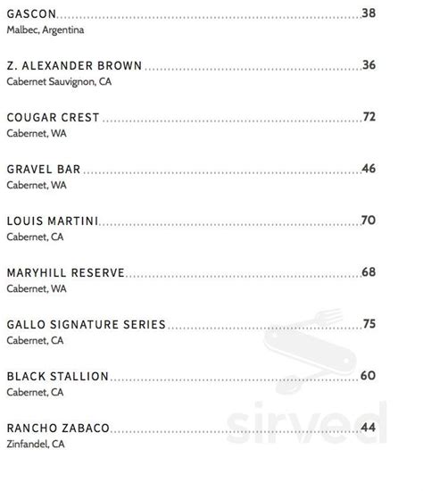 Hudson's Bar and Grill menu in Vancouver, Washington, USA