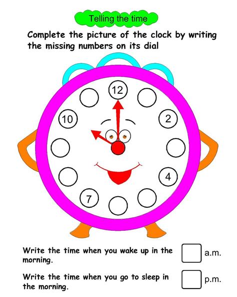 Telling Time worksheets for UKG students