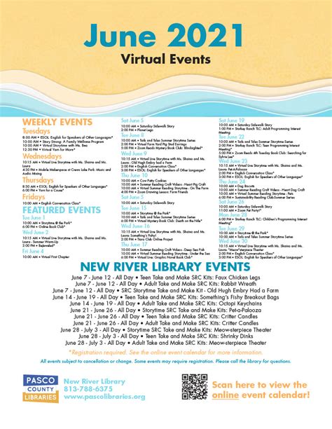 New River Library June 2021 Virtual Events | Avalon Park Wesley Chapel