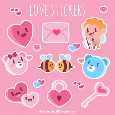 Free Vector | Cute love sticker collection