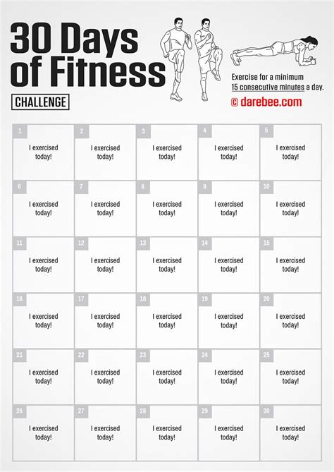 30-Day of Fitness Challenge by DAREBEE | Workout challenge, Darebee ...