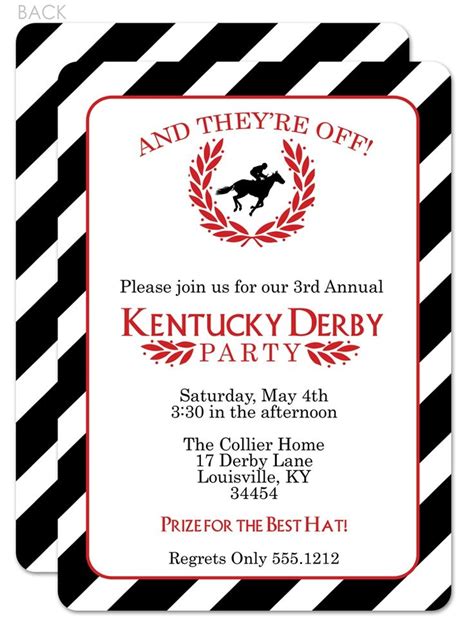 Kentucky Derby party invite, and there off or David and Kaitlin run for the races Printable ...