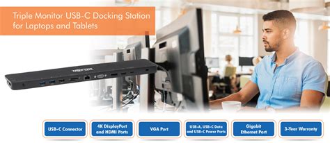 Tripp Lite Triple-Monitor USB C Dock USB C Docking Station with 4K HDMI & DisplayPort, VGA - USB ...