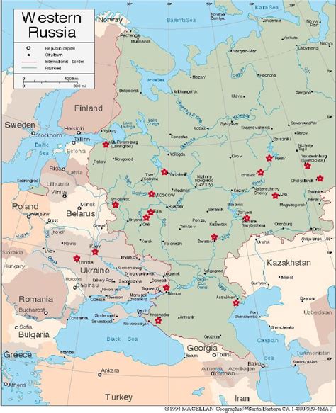 West Russia map - Map of west Russia (Eastern Europe - Europe)