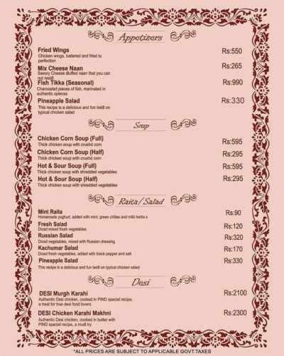 Pind Restaurant Iqbal Town Menu Prices Contact Number Address