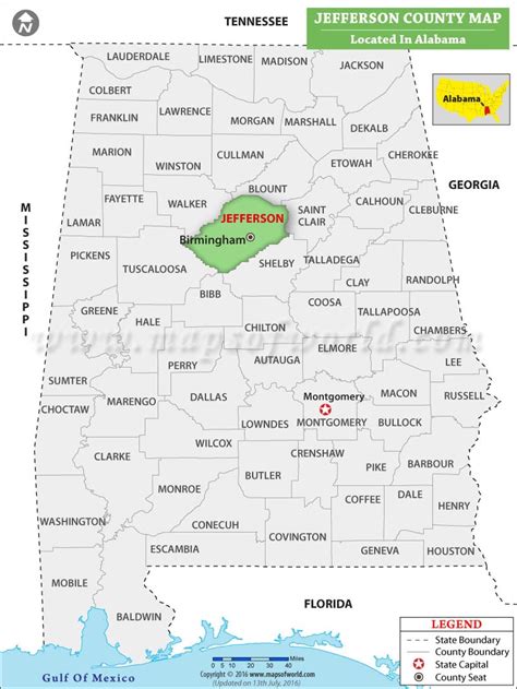 Jefferson County Map, Alabama