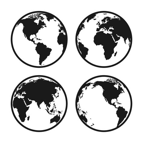 Globe icon. Globe map vector black color. Globe silhouette vector ...