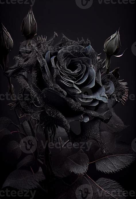 Photo black rose flower close up dark roses background. Generate Ai ...