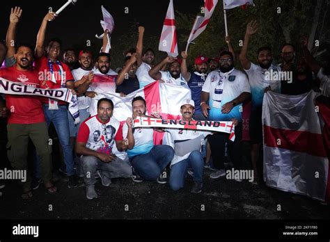 England fans outside the England team hotel ahead of the FIFA World Cup ...