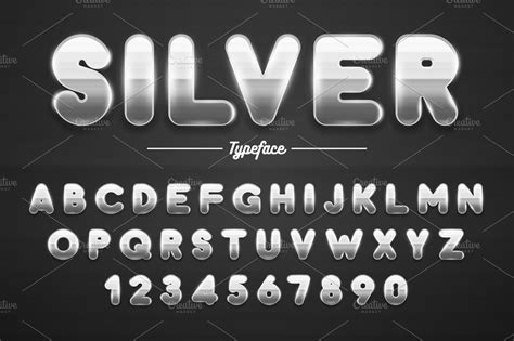 Silver shining font, letters and ~ Illustrations ~ Creative Market