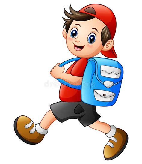 Cute School Boy Cartoon Going To School Stock Vector - Illustration of ...