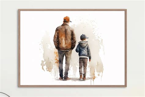 Dad and Son Watercolor Painting Graphic by Radha Rani · Creative Fabrica