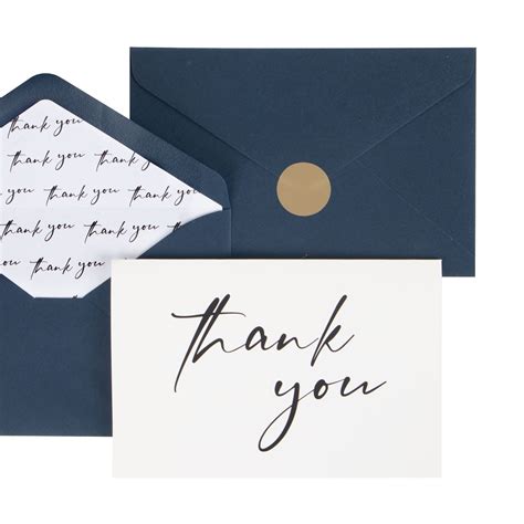 AZAZA Thank You Cards with Navy Blue Envelopes Bulk Pack of 50,2 ...