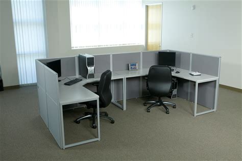 The Office Leader. 2 Person L Shape Office Desk Cubicle Workstation