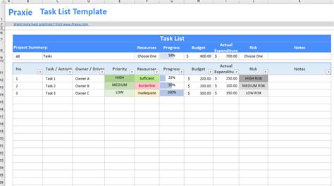 Work Breakdown Structure Template – Excel XLS Template | Praxie