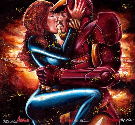 Blackwidow Iron Man The Kiss by Twynsunz on DeviantArt