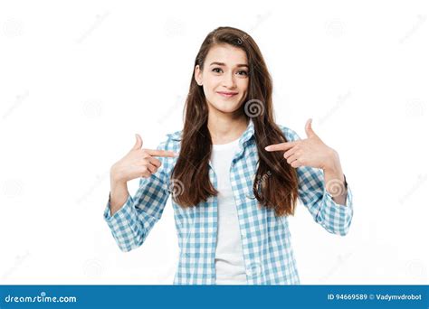 Young Girl Pointing at Herself Stock Image - Image of beauty, sign: 94669589