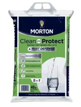 Morton Salt Morton F124700000g Clean & Protect:Rust Defense Water Softener Pellets, 40 Lb, Plain ...