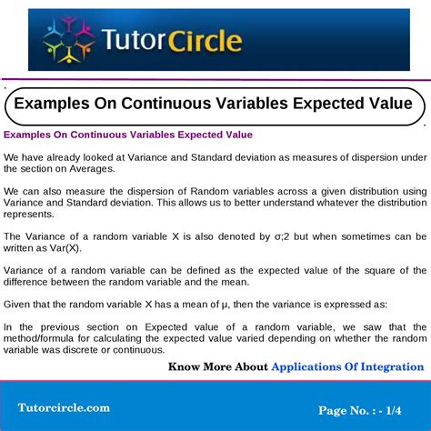 Examples On Continuous Variables Expected Value by yatendra parashar - Issuu