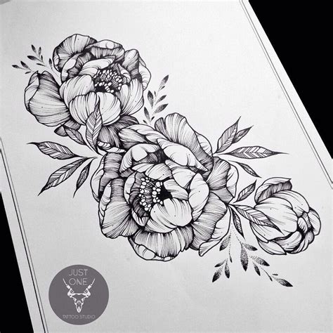 Peony Tattoo Sketch at PaintingValley.com | Explore collection of Peony ...