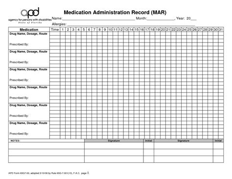 Printable Medication Sheet | Printablee