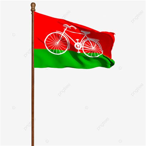 Samajwadi Party White Transparent, Samajwadi Party Flag With Pole, Flag ...