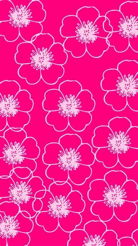 Vibrant Hot Pink Floral iPhone Wallpaper for a Trendy Aesthetic