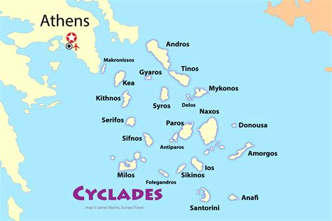 Cyclades Islands, a Greek Island group found just to the southeast of ...