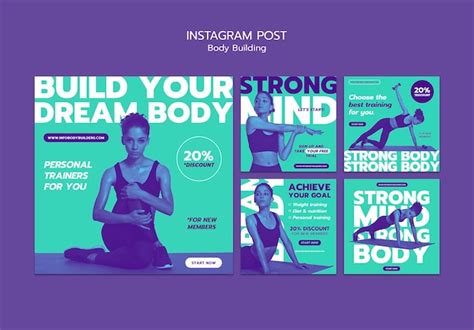 Free PSD | Body building workout instagram posts