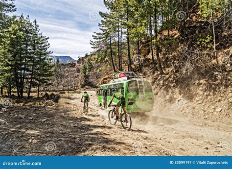 Mountain biking in Nepal. stock image. Image of landscape - 83099197