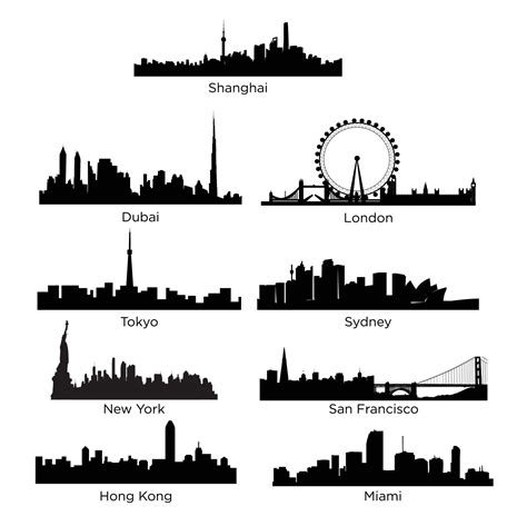 big city skylines on white 7330623 Vector Art at Vecteezy