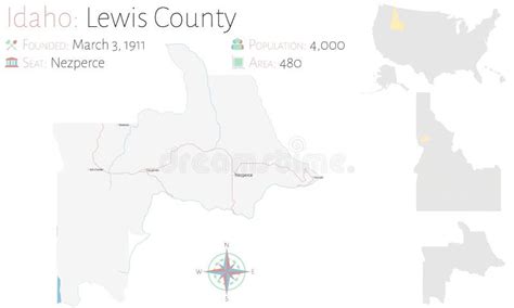 Map of Lewis County in Idaho Stock Vector - Illustration of geography ...