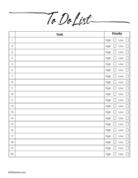 FREE Checklist Template Word