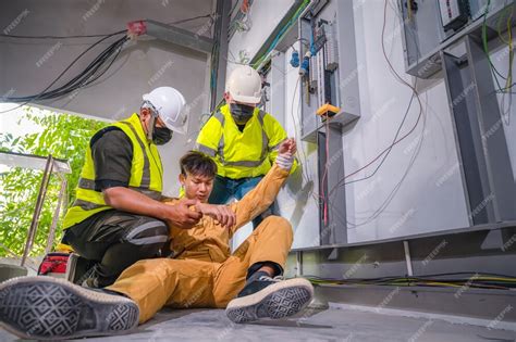 Premium Photo | Electric worker suffered an electric shock accident unconscious. safety team cpr ...