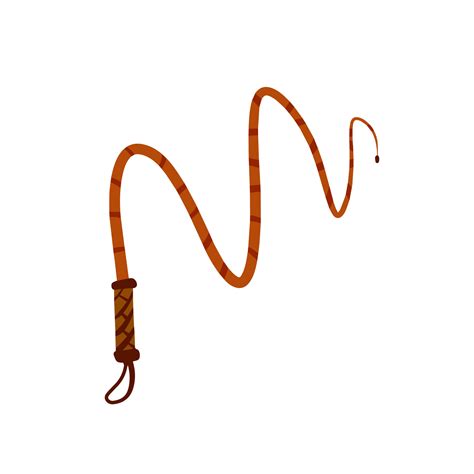 Whip for training an animal. Long cord. Horsewhip of Wild West. Flat ...