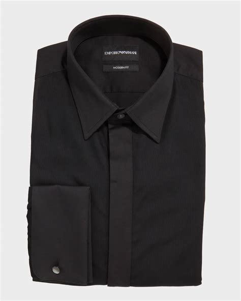 Emporio Armani Men's Solid French-Cuff Tuxedo Shirt | Neiman Marcus